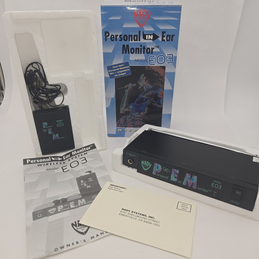 Nady Personal Ear‎ Monitor Model EO3 Wireless System Transmitter Receiver Ear Ph
